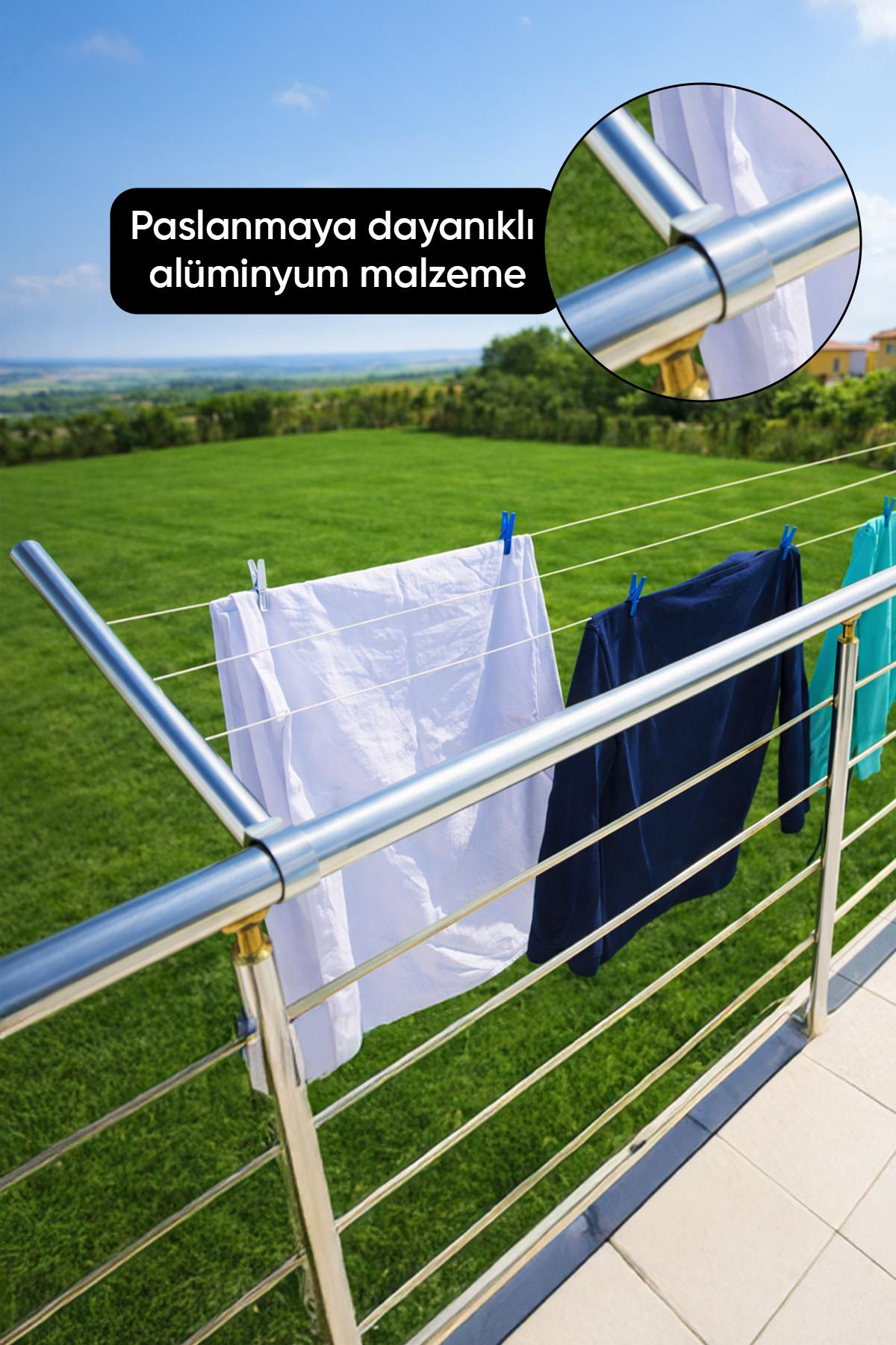 Yuvarlak Alüminyum Balkon Çamaşırlık Korkuluk Küpeşte Kurutmalık Askısı Çamaşır Kurutma Aparatı