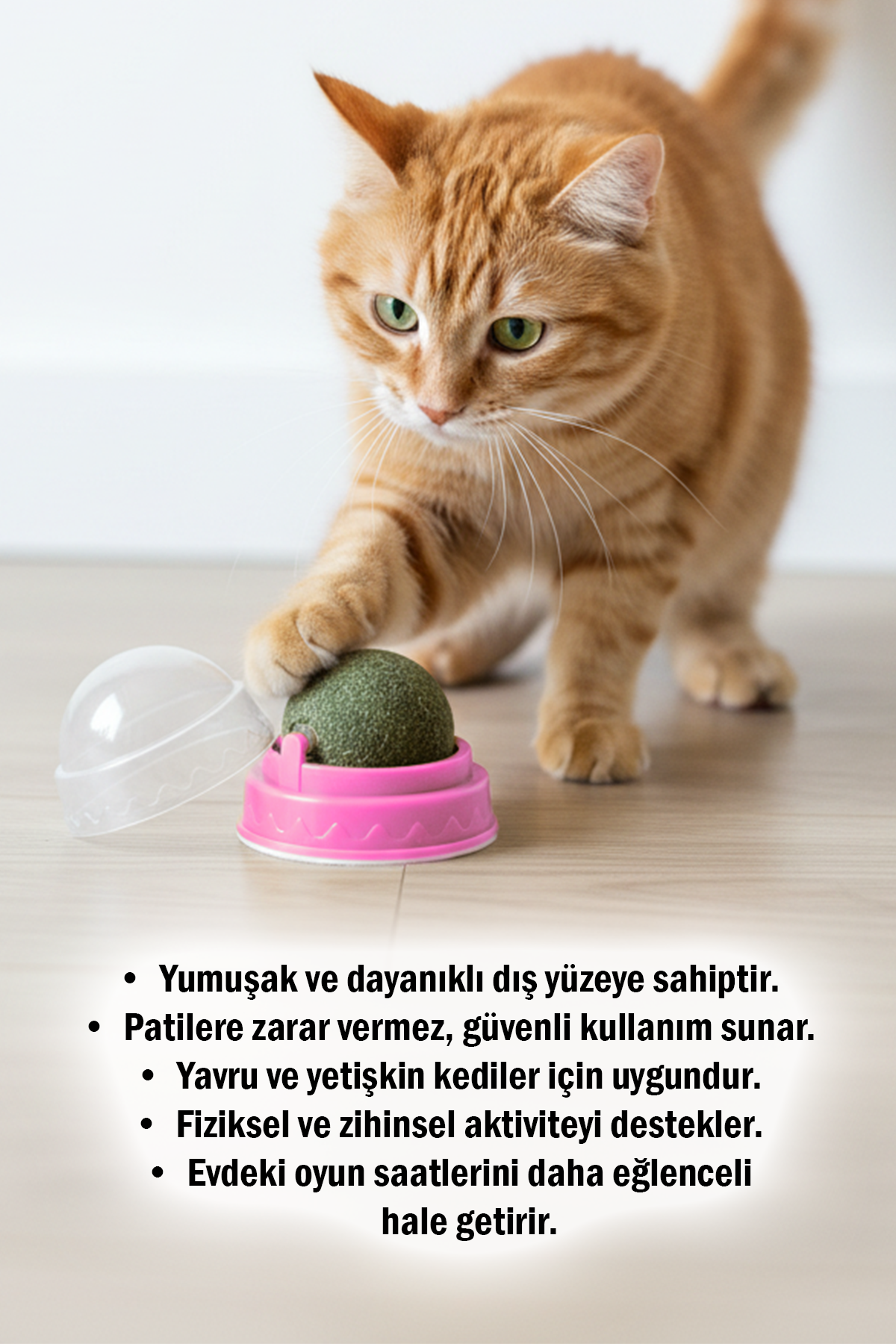 Yuvarlak Kedi Otu ve Kedi Nanesi Dolgulu Oyun Topu - Eğlenceli, Doğal Kedi Oyuncağı, Yumuşak ve Dayanıklı, Yavru ve Yetişkin Kediler İçin
