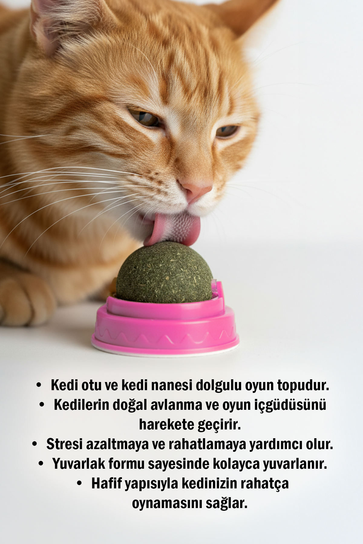 Yuvarlak Kedi Otu ve Kedi Nanesi Dolgulu Oyun Topu - Eğlenceli, Doğal Kedi Oyuncağı, Yumuşak ve Dayanıklı, Yavru ve Yetişkin Kediler İçin