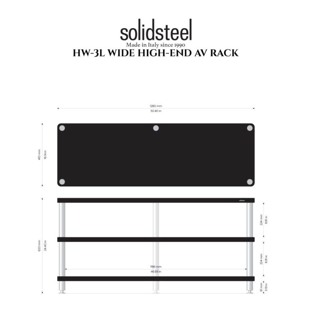 Solidsteel HW-3L Hi-Fi Stand Flat Siyah