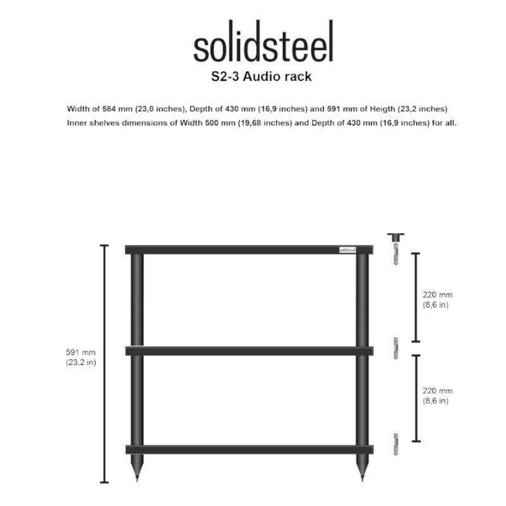 Solidsteel S2-3 Hi-Fi Stand Siyah