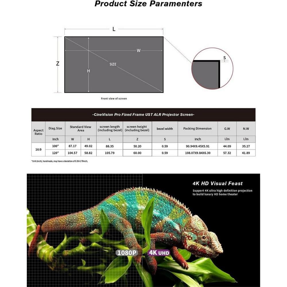 Vividstorm CineVision Pro Fixed Frame UST ALR Perde 100