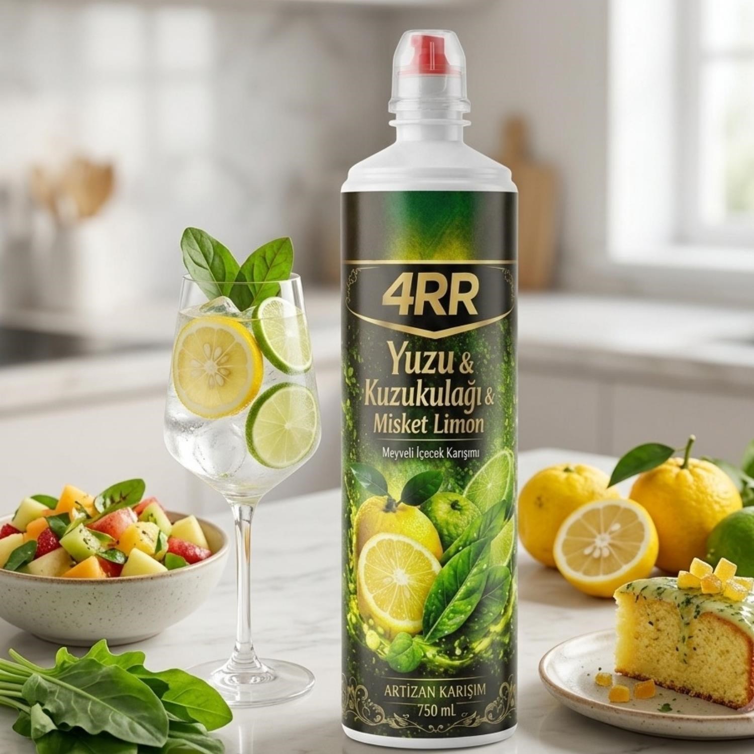 4RR Yuzu-Kuzu Kulağı & Misket Limon Aromalı Tropikal İçecek Karışımı 750 ml