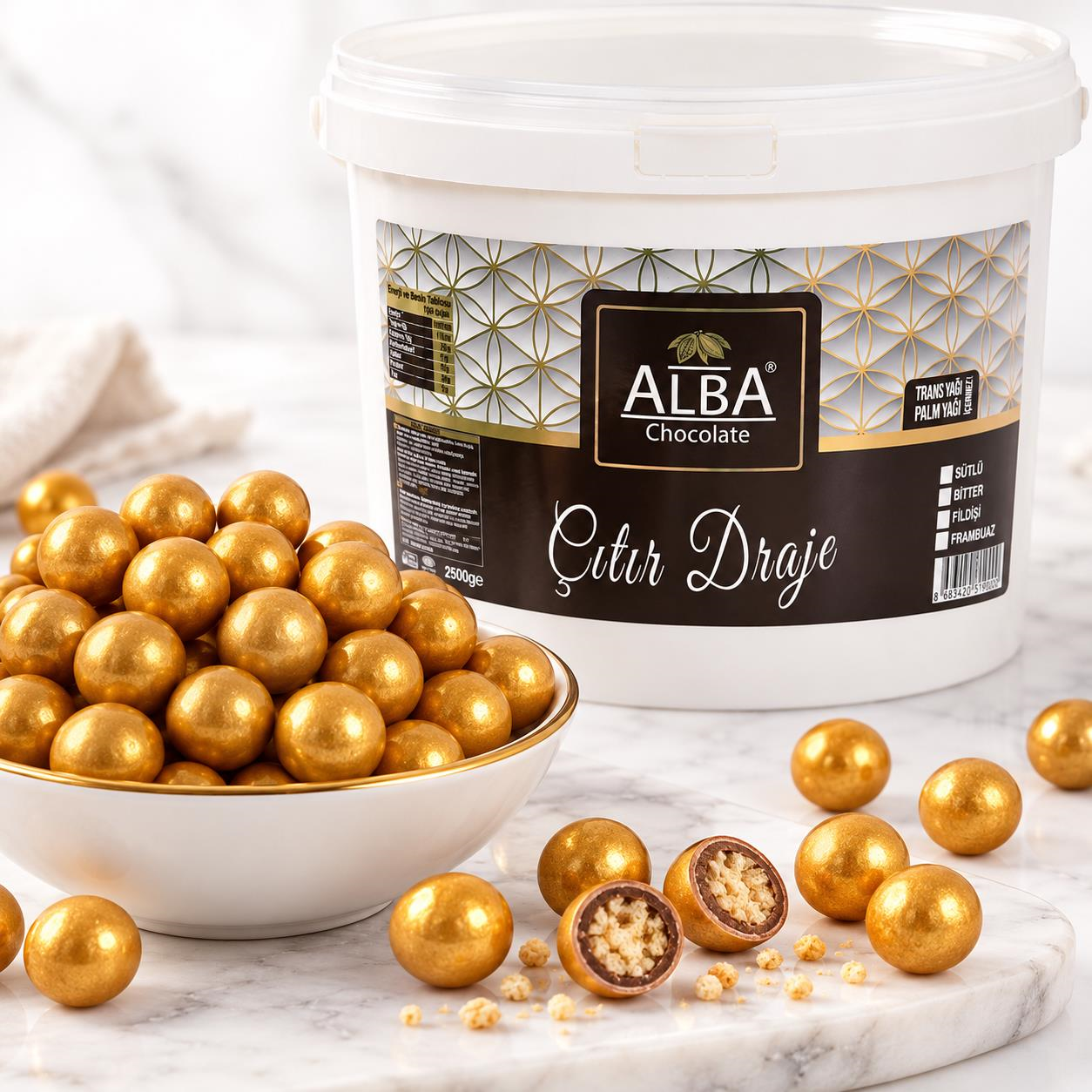 AlbaAlba Altın Çıtır Draje 2,5 Kg – Pasta ve Tatlı Süsleme Drajesi