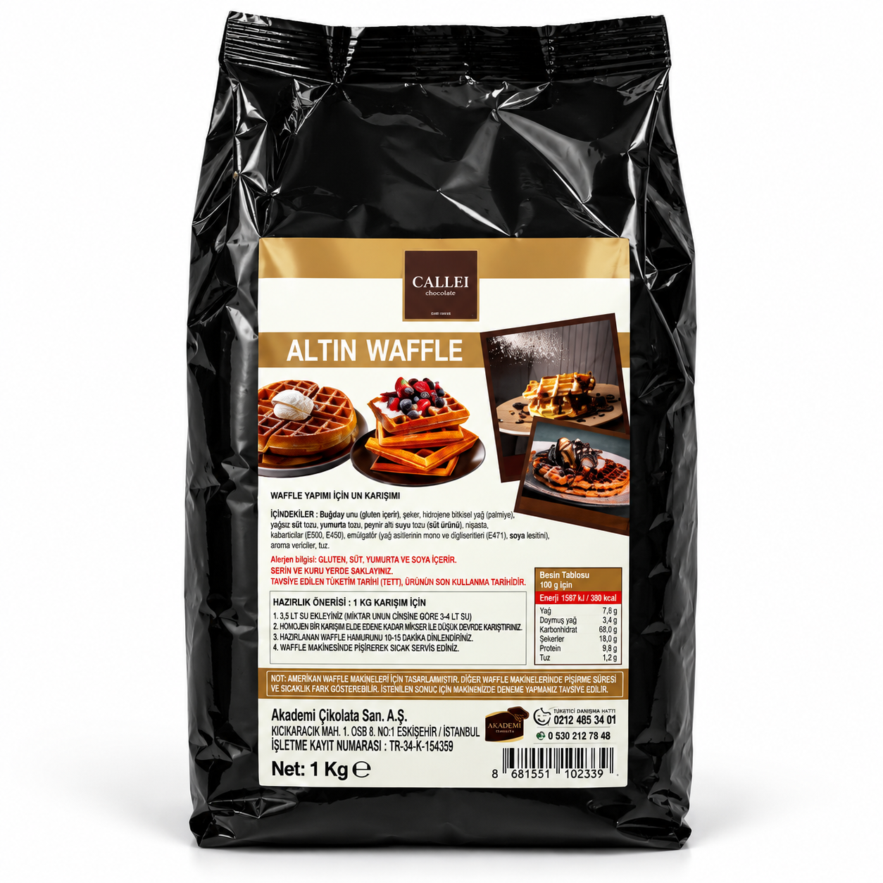 CalleiAltın Tarif Waffle Harcı 1 Kg x 12 Adet – Profesyonel Hazır Waffle Karışımı