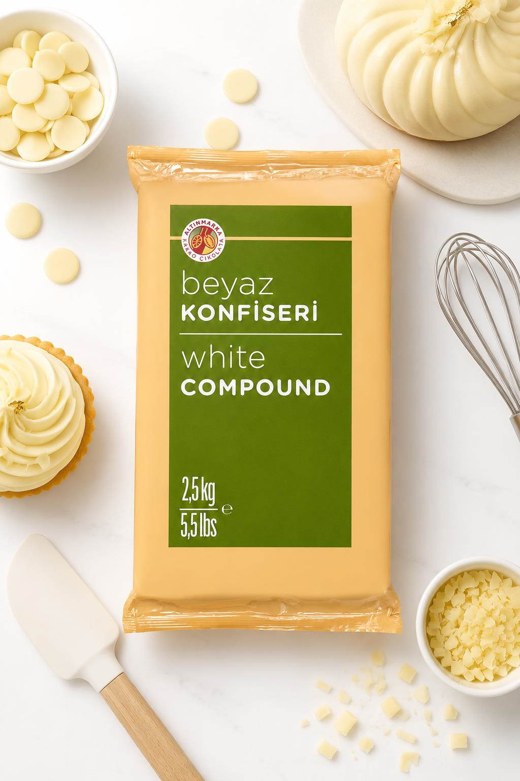 ALTINMARKAAltınmarka Beyaz Konfiseri Kaplama Çikolatası 2,5 Kg