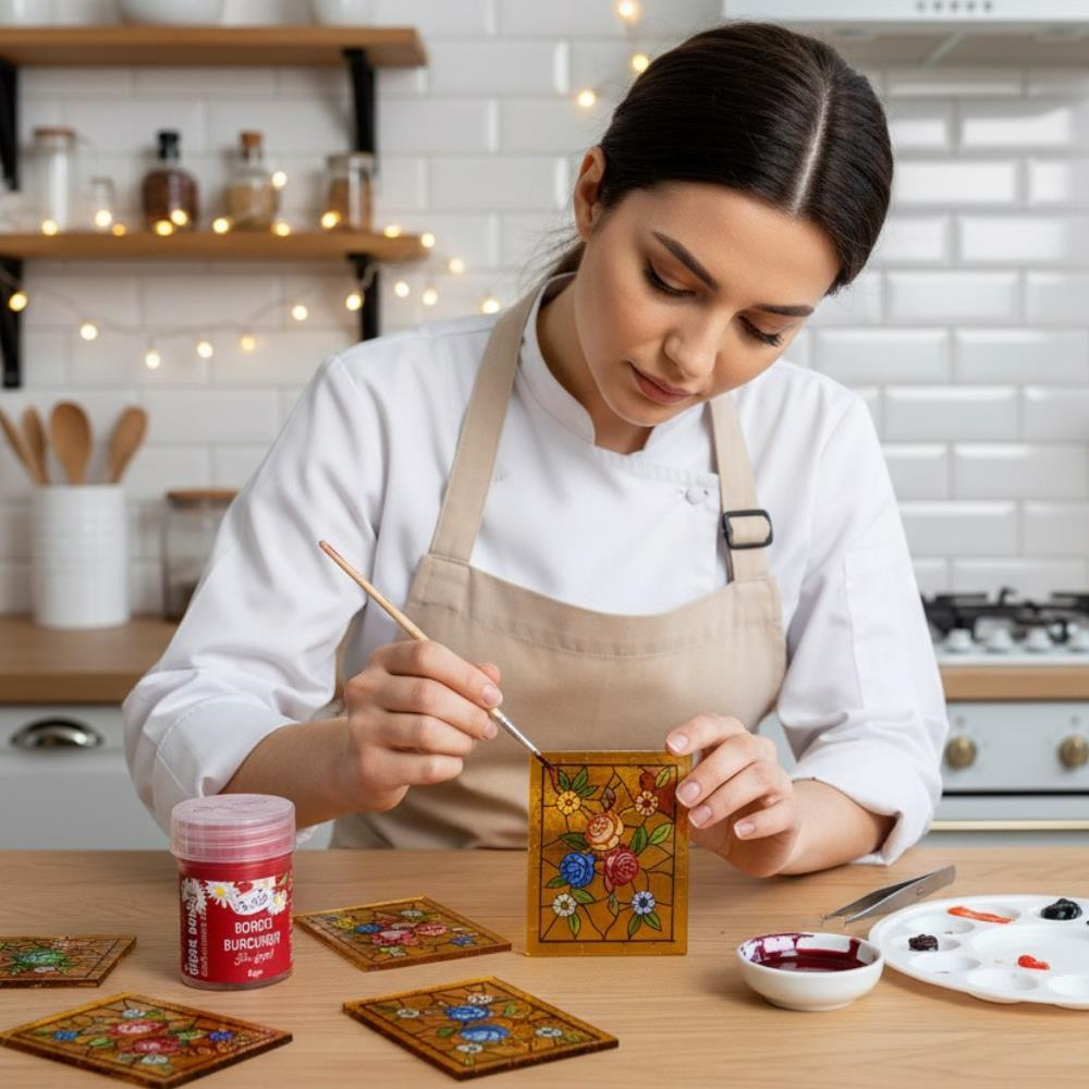 Bordo Yenilebilir Şeker Hamuru Figür ve Çiçek Boyası 5 Gr