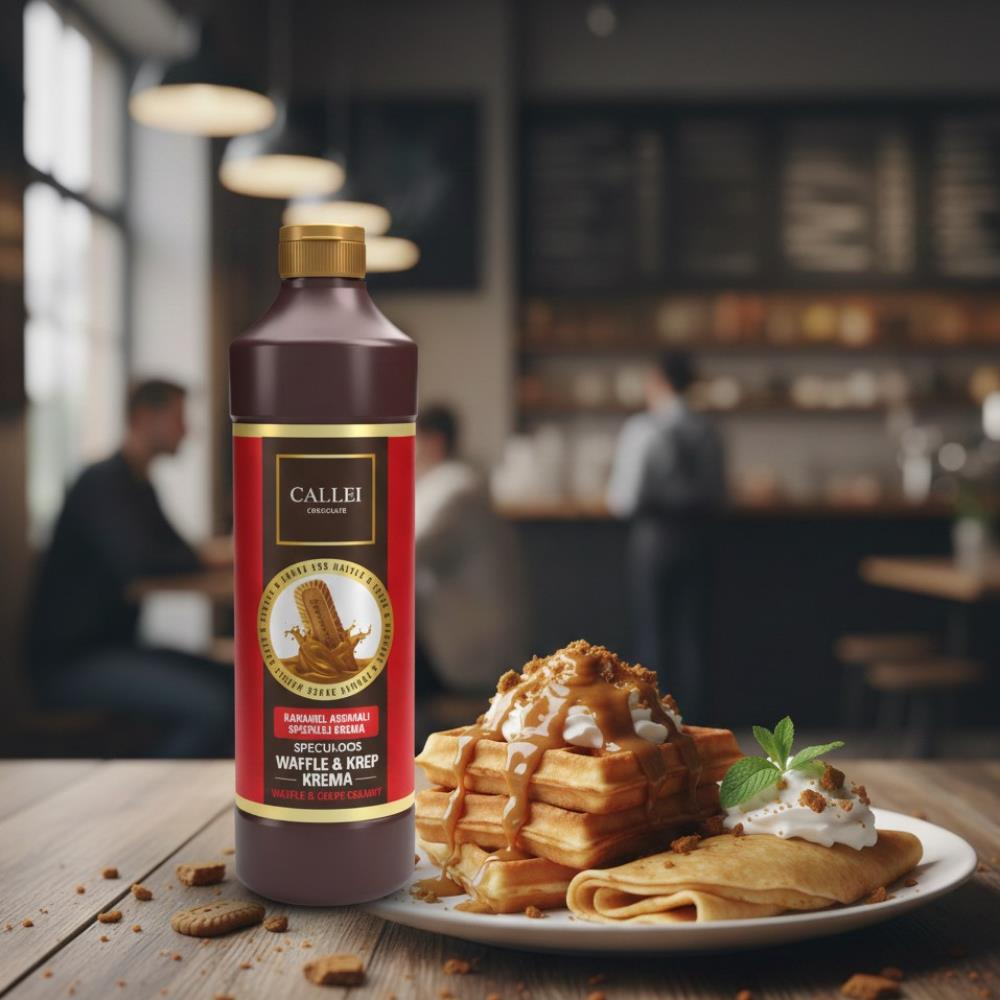 Callei Karamelize Bisküvili Waffle & Pancake Çikolata Sosu 1 Kg – Yoğun Aromalı Tatlı Sosu