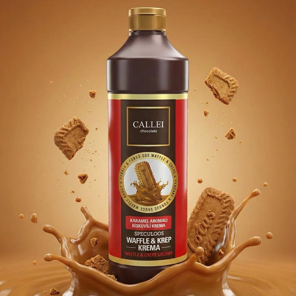 Callei Karamelize Bisküvili Waffle & Pancake Çikolata Sosu 1 Kg – Yoğun Aromalı Tatlı Sosu