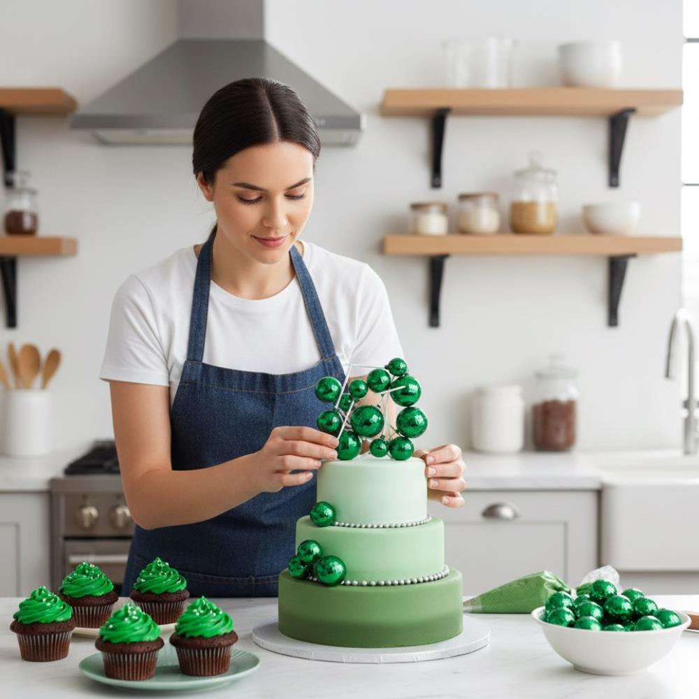 Disko Top Yeşil – Pasta ve Tatlı Üzeri Dekoratif Süs (12’li Set)