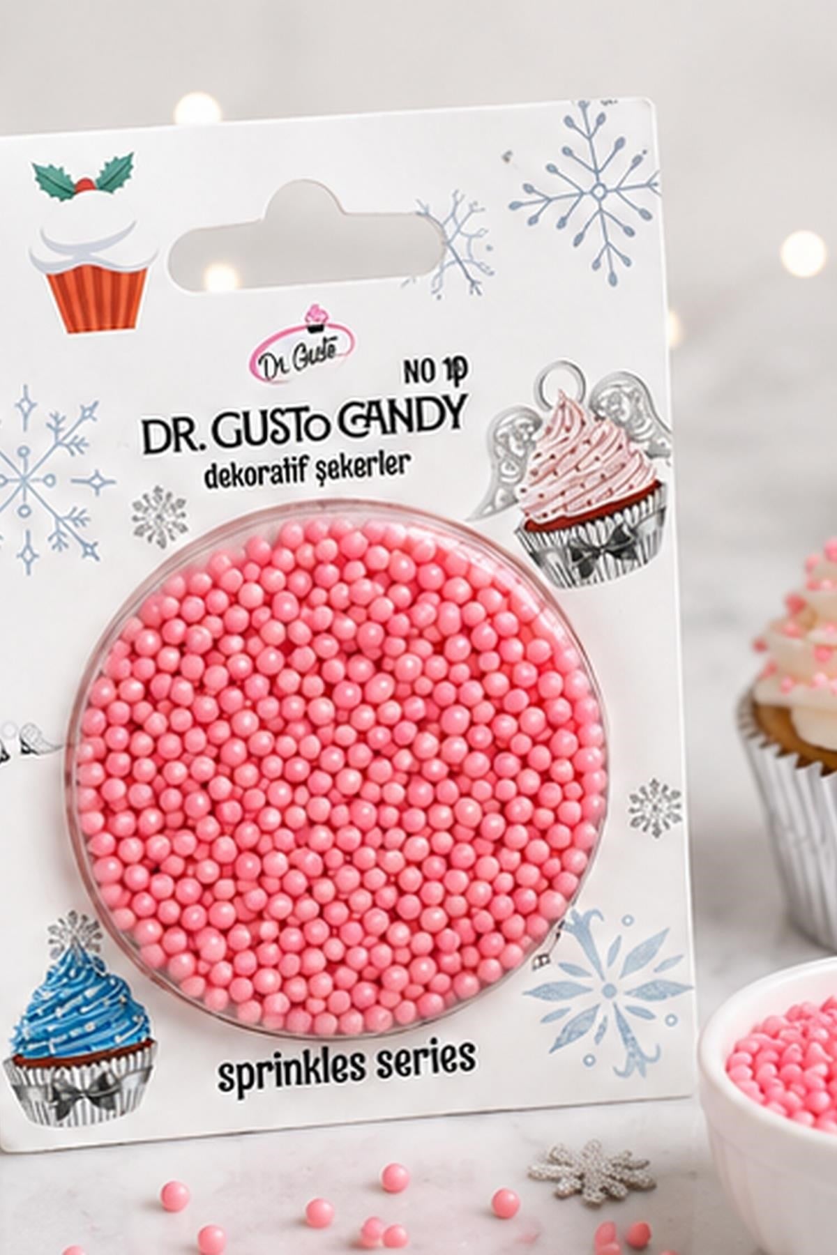 Dr. GustoDr. Gusto 2 mm Bebe Pembe Candy Boncuk Pasta Süsleme Şekeri