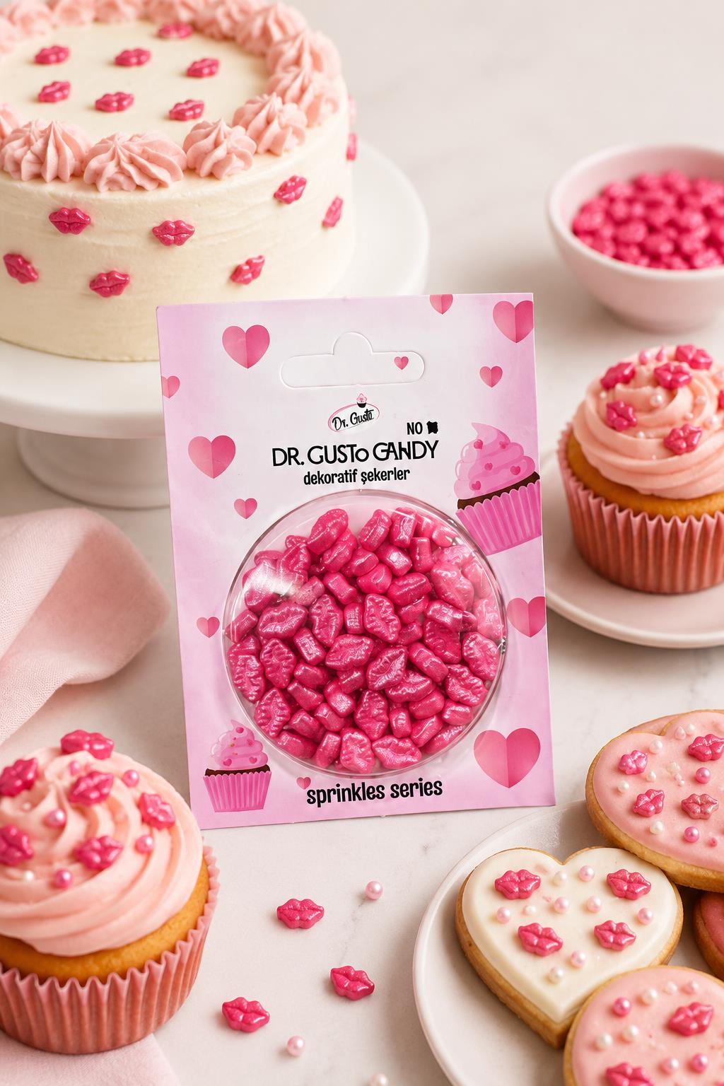 Dr. GustoDr. Gusto Pembe Dudak Şekilli Pasta Süsleme Şekeri