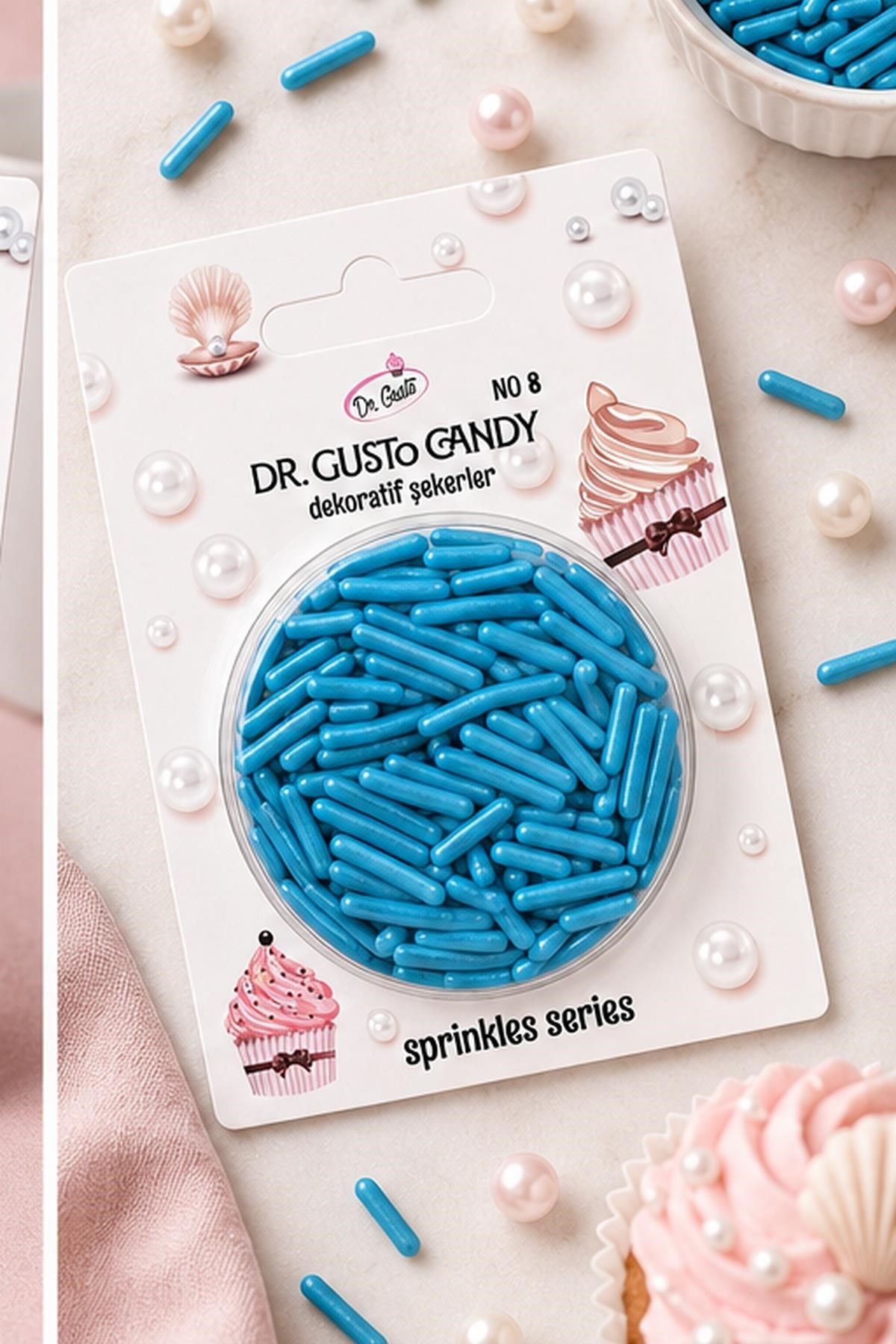 Dr. GustoDr. Gusto Mavi Çubuk Spagetti Şekilli Pasta Süsleme Şekeri