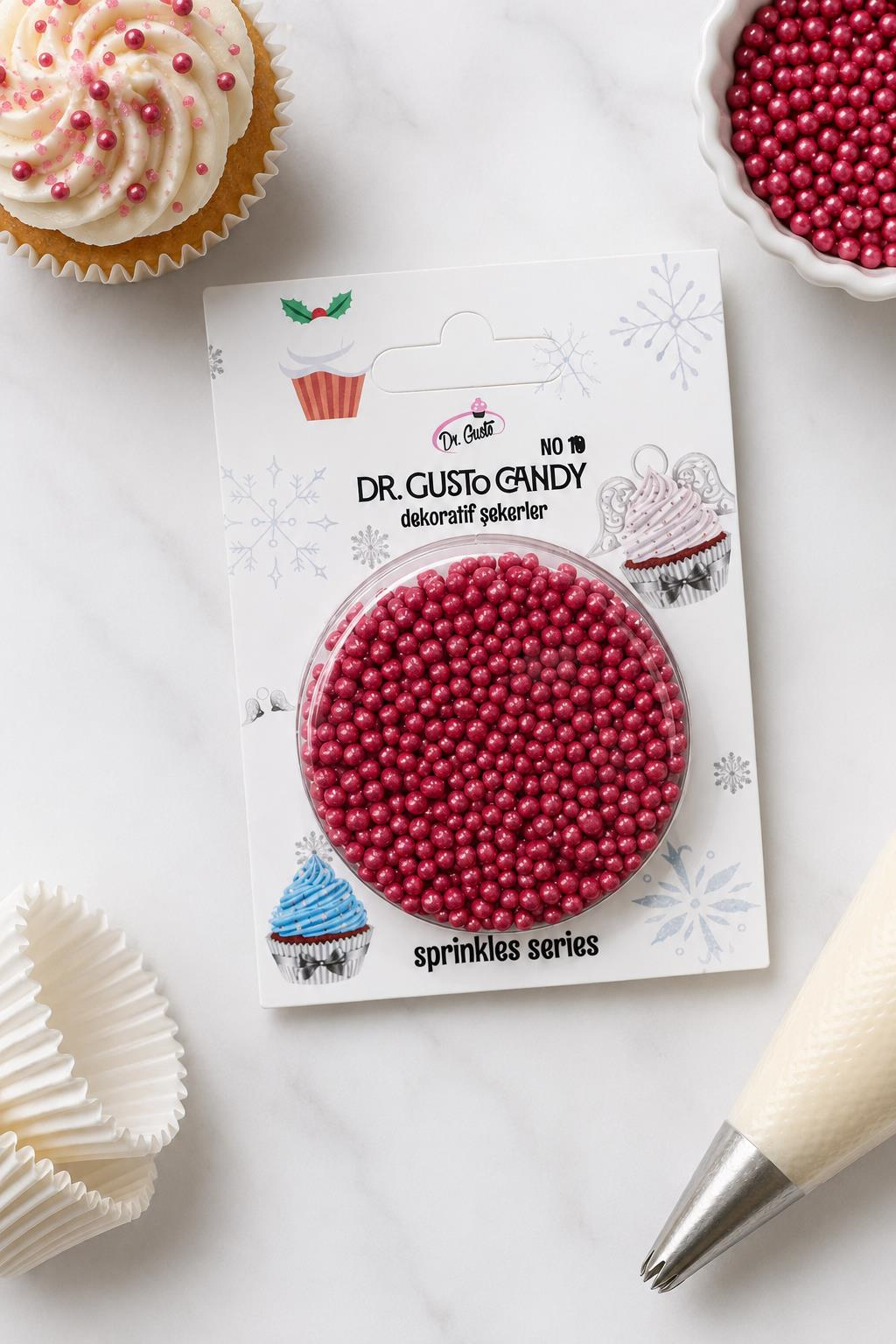 Dr. GustoDr. Gusto 2 mm Kırmızı Boncuk Pasta Süsleme Şekeri – Minik Dekor Şekeri