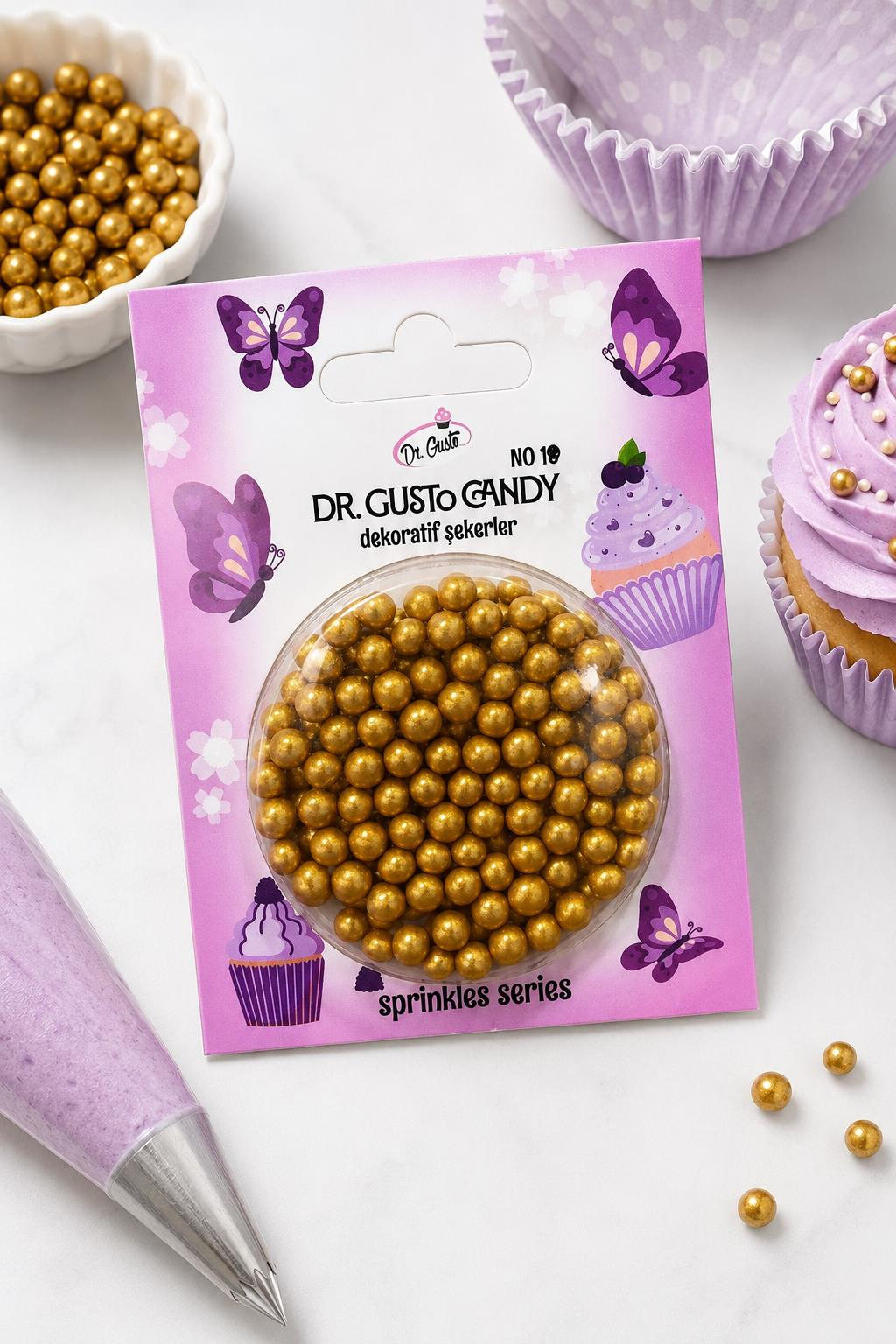 Dr. GustoDr. Gusto 4 mm Candy Altın Boncuk Pasta Süsleme Şekeri – Gold Dekor Şekeri