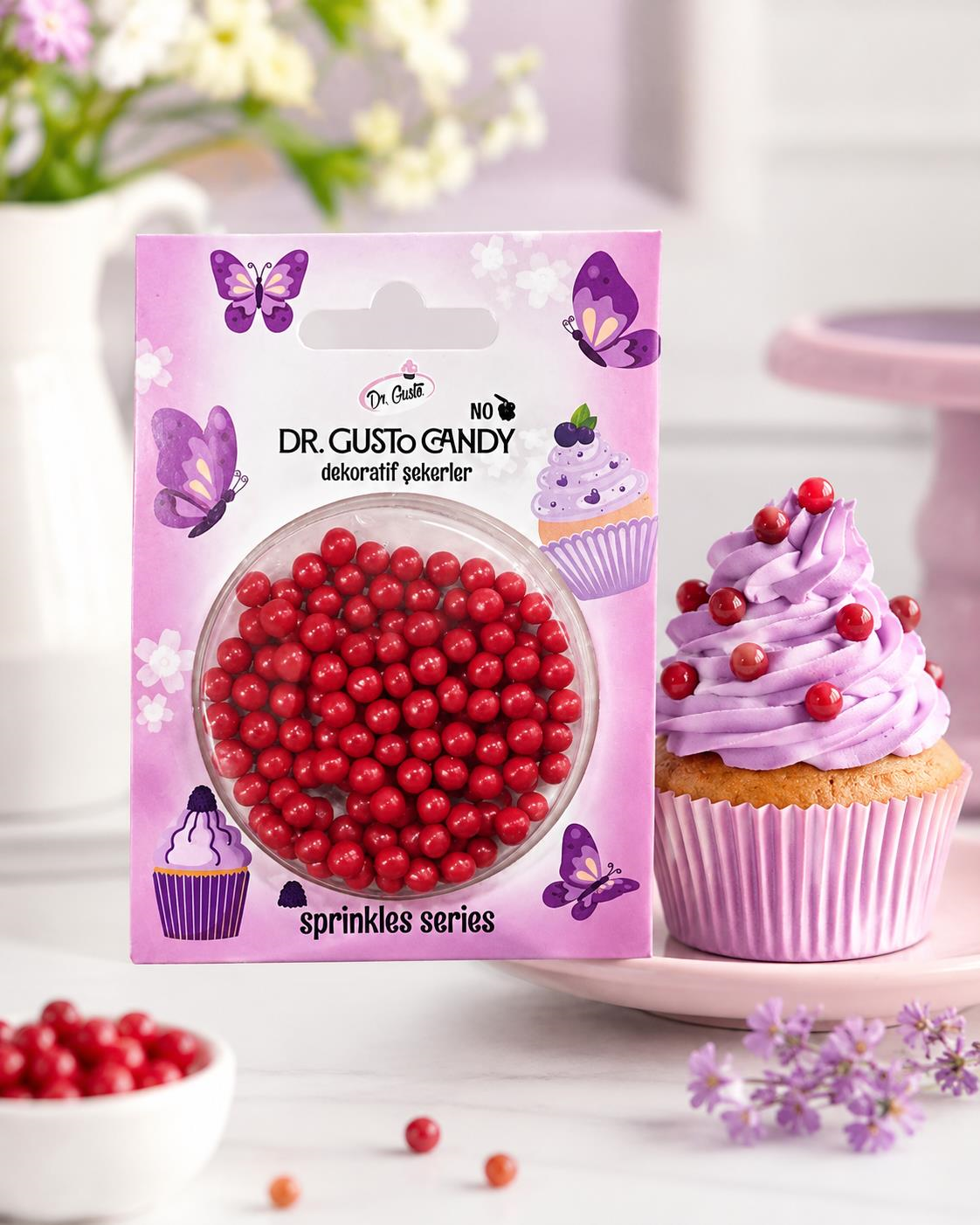 Dr. GustoDr. Gusto 4 mm Kırmızı Candy Boncuk Pasta Süsleme Şekeri