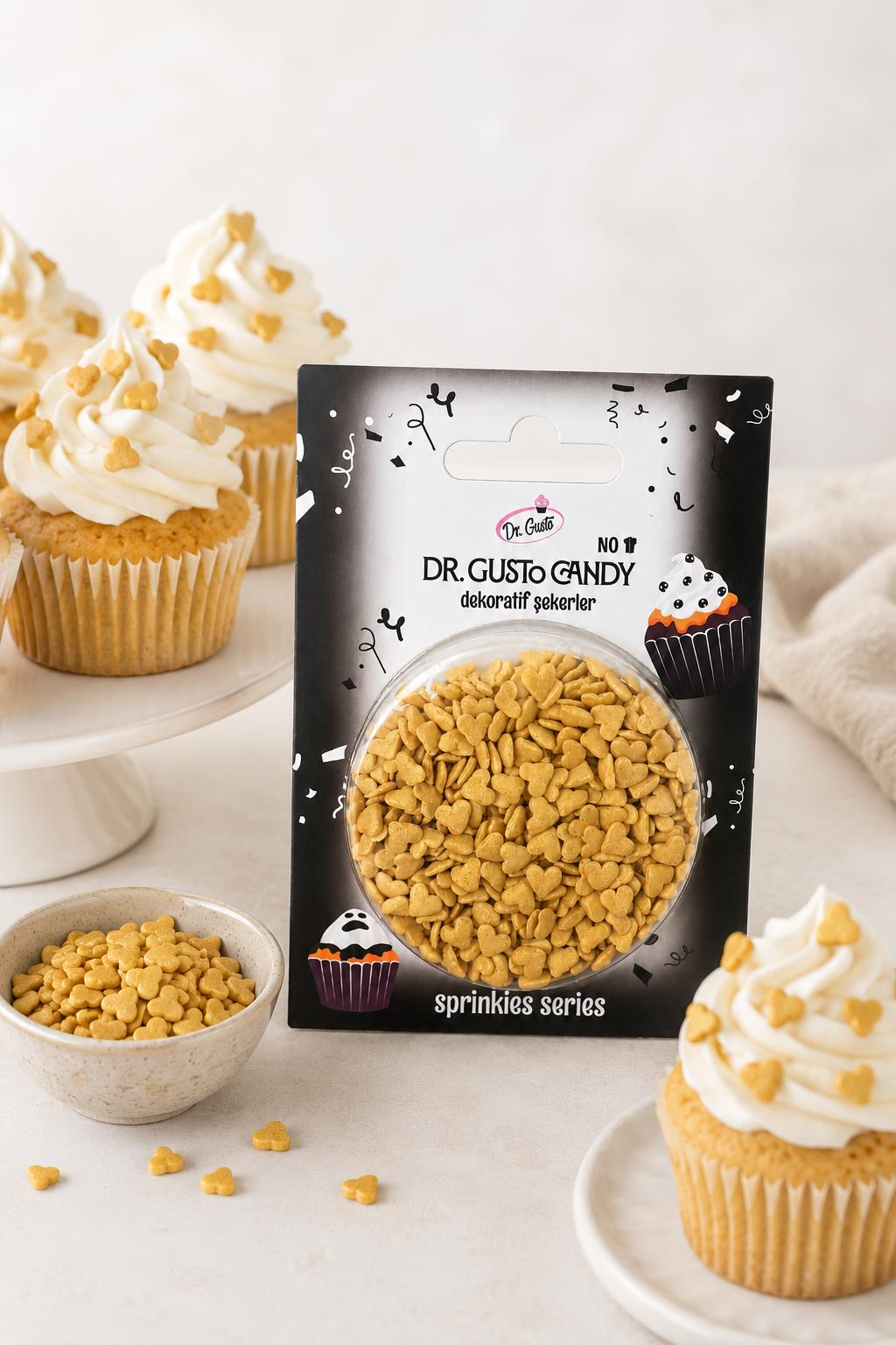 Dr. GustoDr. Gusto Altın Kalp Konfeti Pasta Süsleme Şekeri