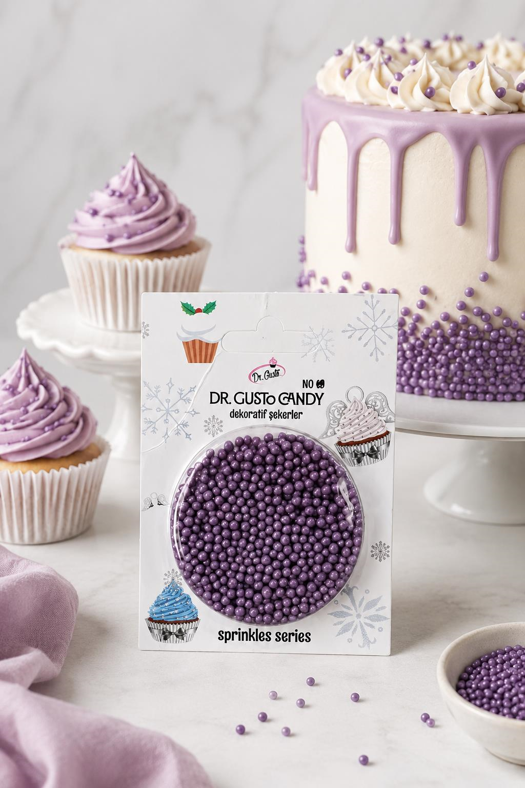 Dr. GustoDr. Gusto 2 mm Mor Boncuk Pasta Süsleme Şekeri