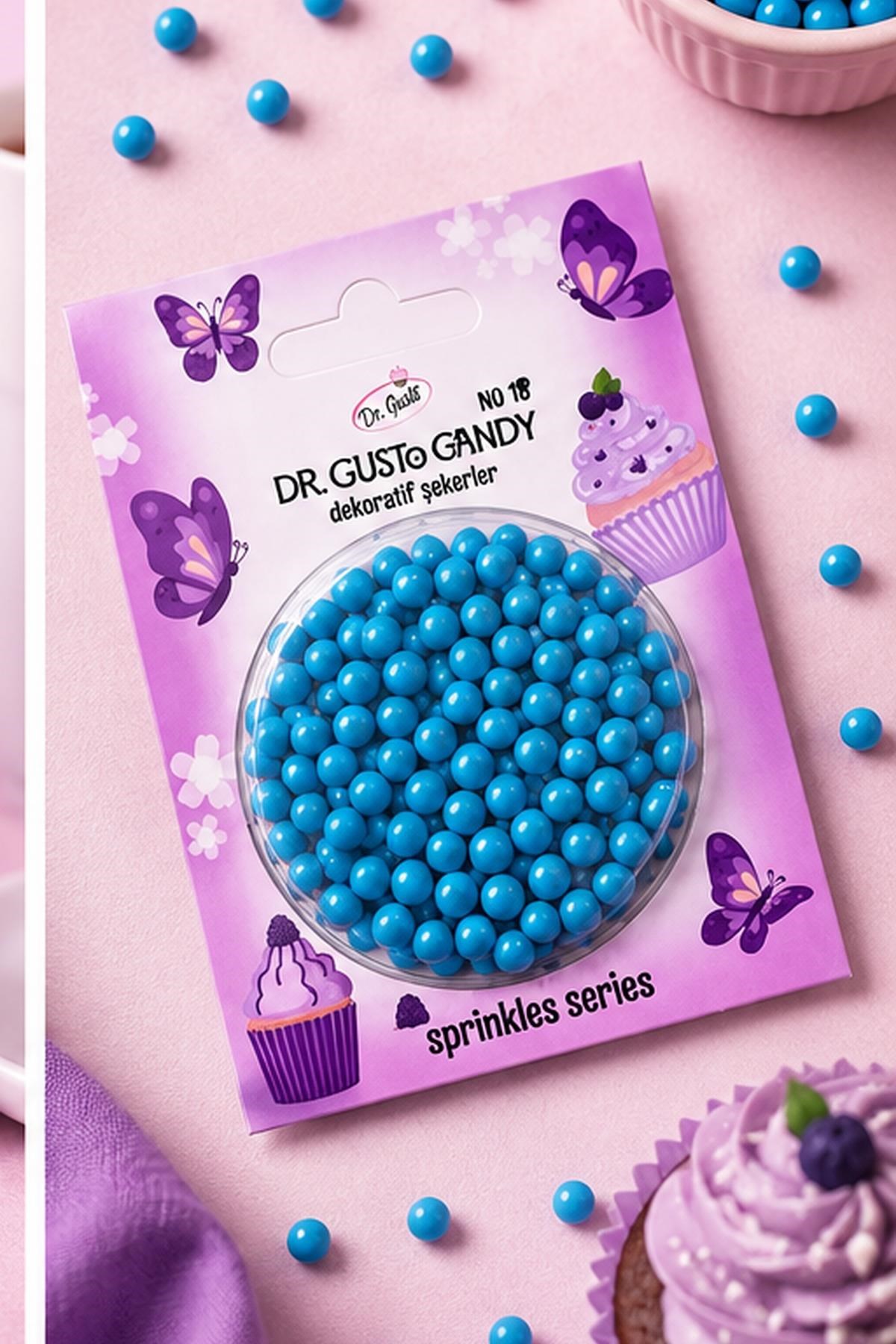 Dr. GustoDr. Gusto 4 mm Candy Mavi Boncuk Pasta Süsleme Şekeri