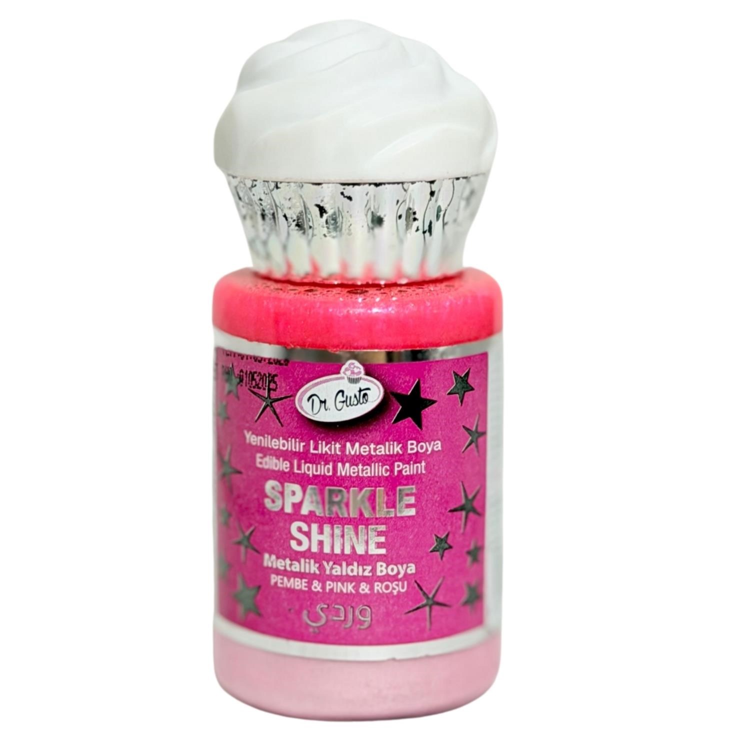 Dr. Gusto Sparkle Sıvı Metalik Boya Pembe Yenilebilir Pasta ve Tatlı Dekor Boyası