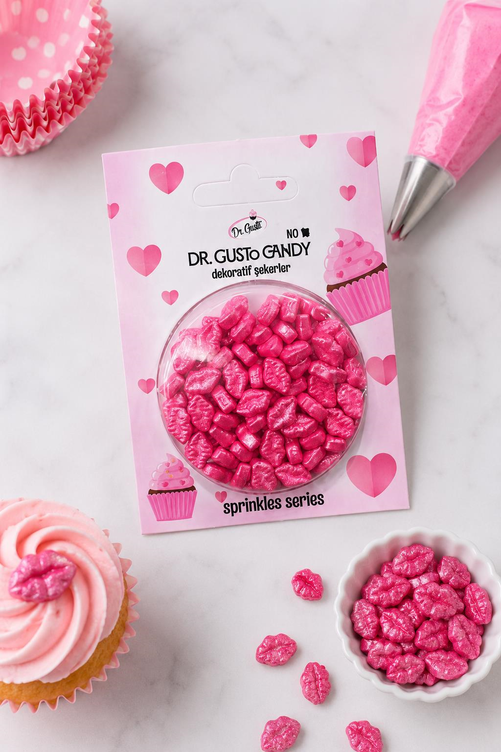 Dr. GustoDr. Gusto Pembe Dudak Şekilli Pasta Süsleme Şekeri