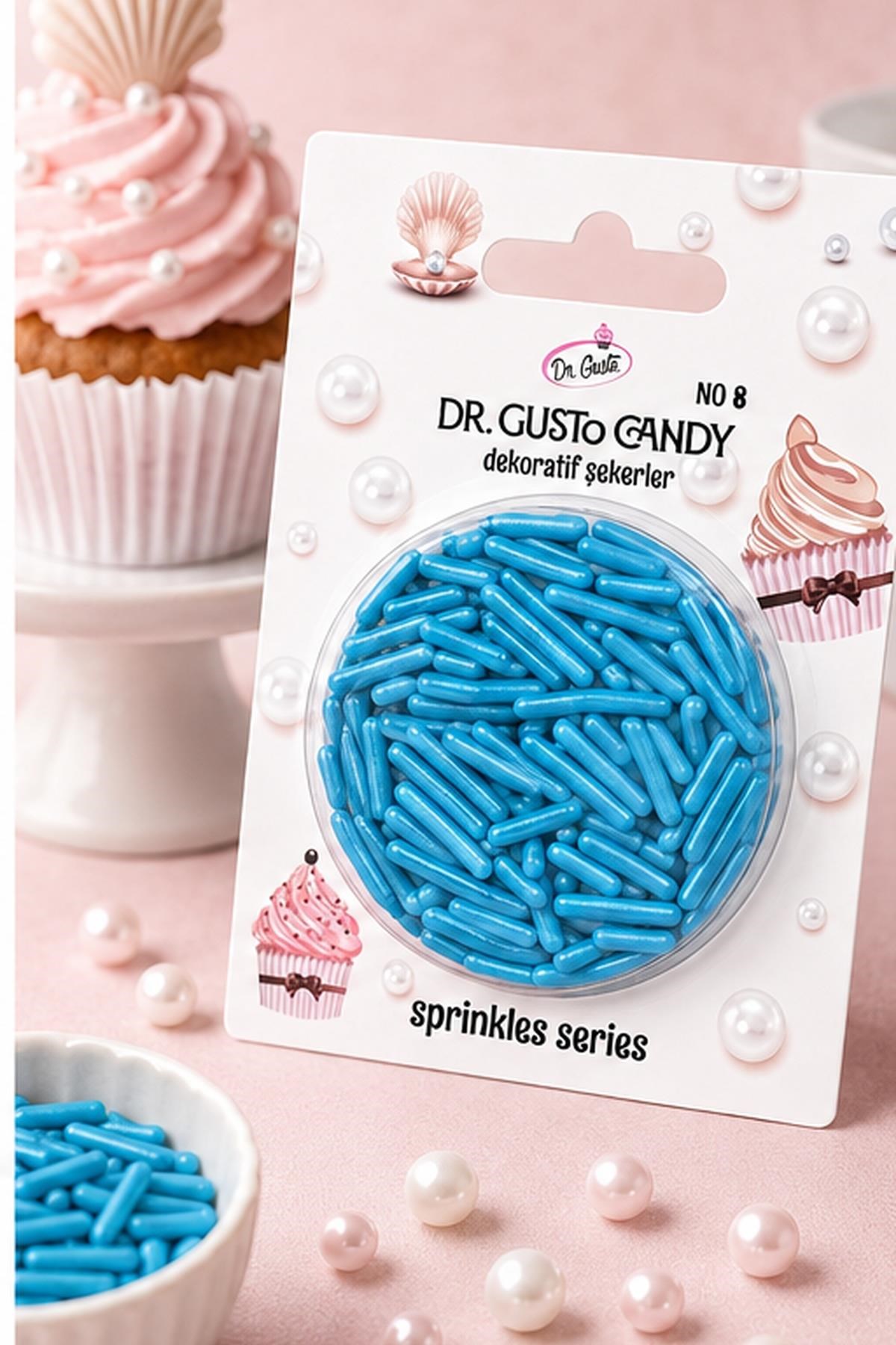 Dr. GustoDr. Gusto Mavi Çubuk Spagetti Şekilli Pasta Süsleme Şekeri