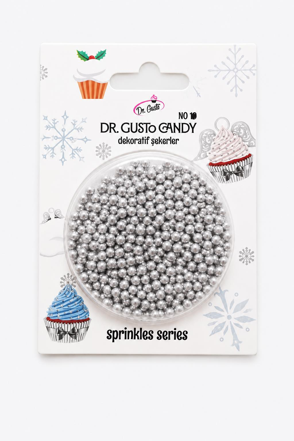 Dr. GustoDr. Gusto 2 mm Gümüş Boncuk Pasta Süsleme Şekeri – Silver Minik Dekor Şekeri