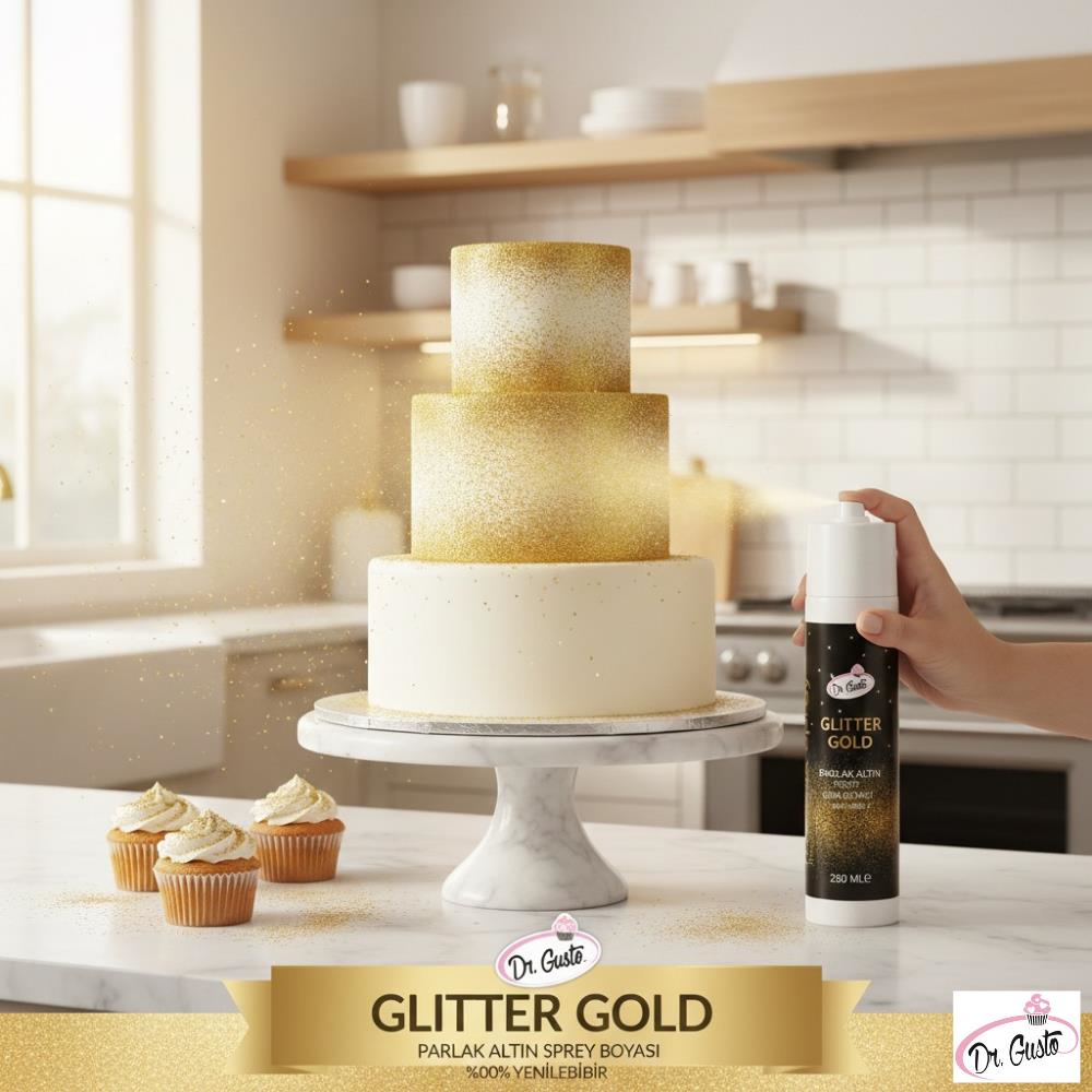 DR.GUSTO 250 ML SPREY BOYA GLITTER ALTIN