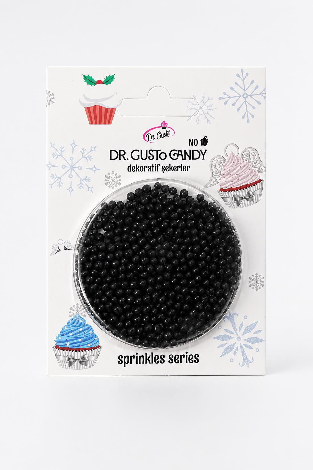 Dr. GustoDr. Gusto 2 mm Siyah Boncuk Pasta Süsleme Şekeri