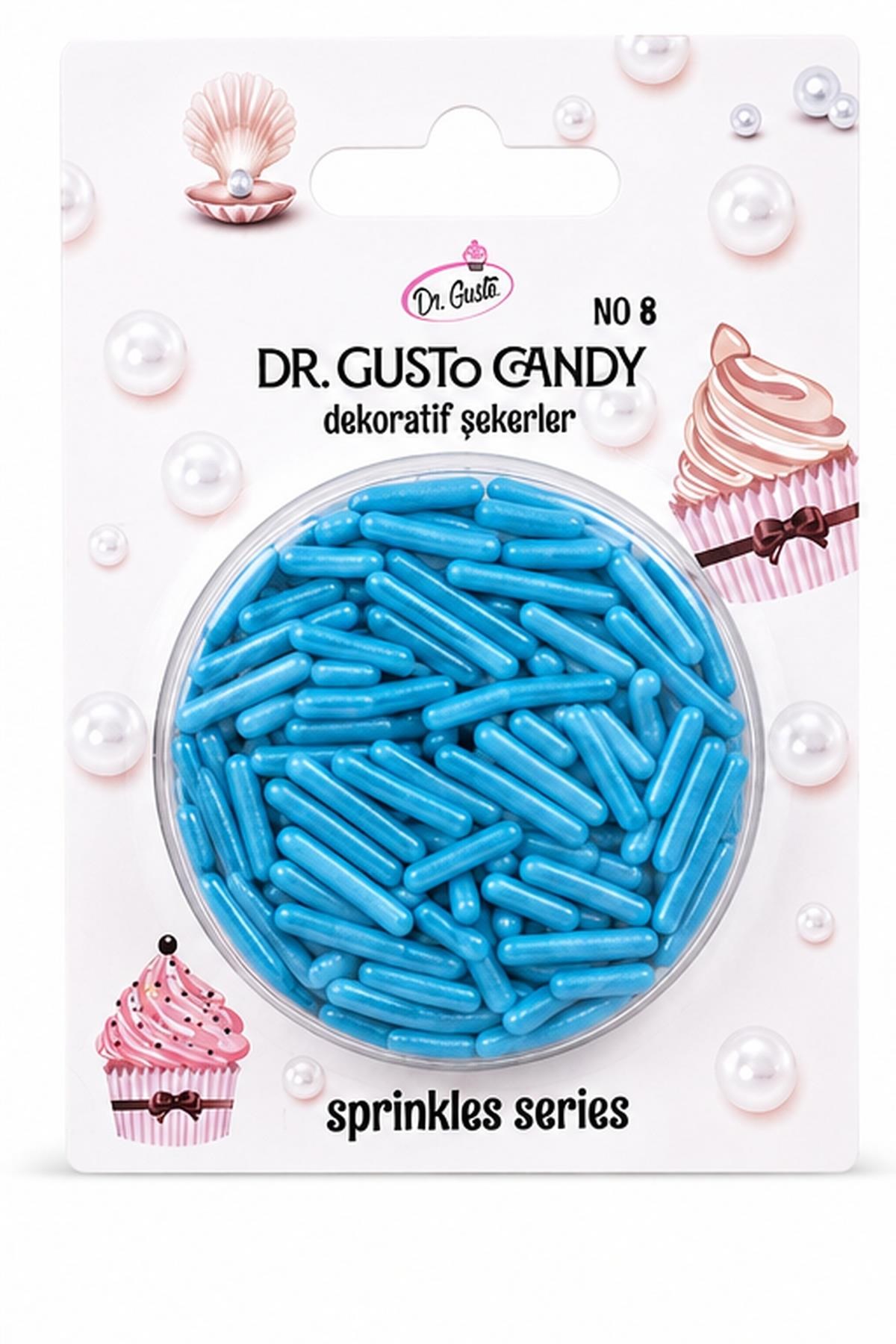 Dr. GustoDr. Gusto Mavi Çubuk Spagetti Şekilli Pasta Süsleme Şekeri