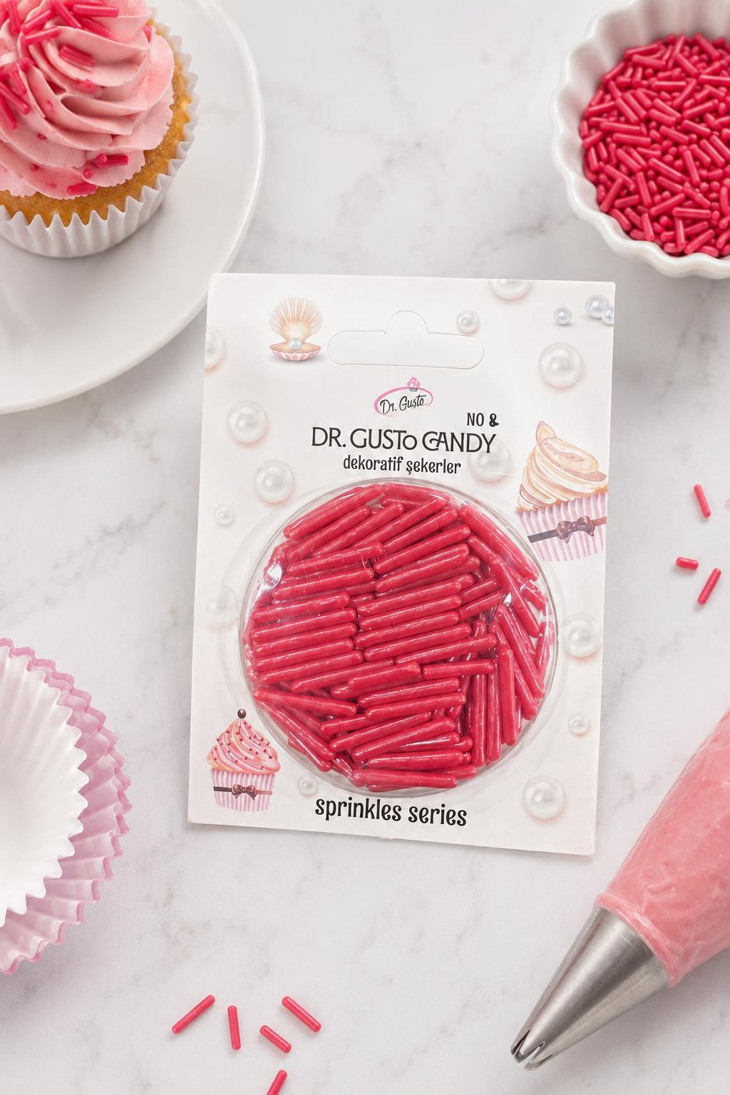 Dr. GustoDr. Gusto Kırmızı Spagetti Şekilli Pasta Süsleme Şekeri