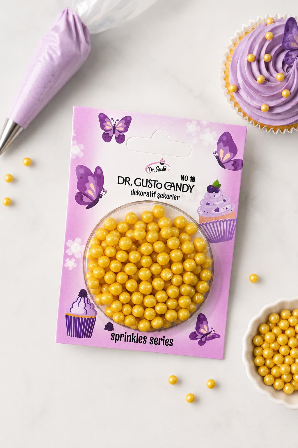 Dr. GustoDr. Gusto 4 mm Sarı Boncuk Pasta Süsleme Şekeri