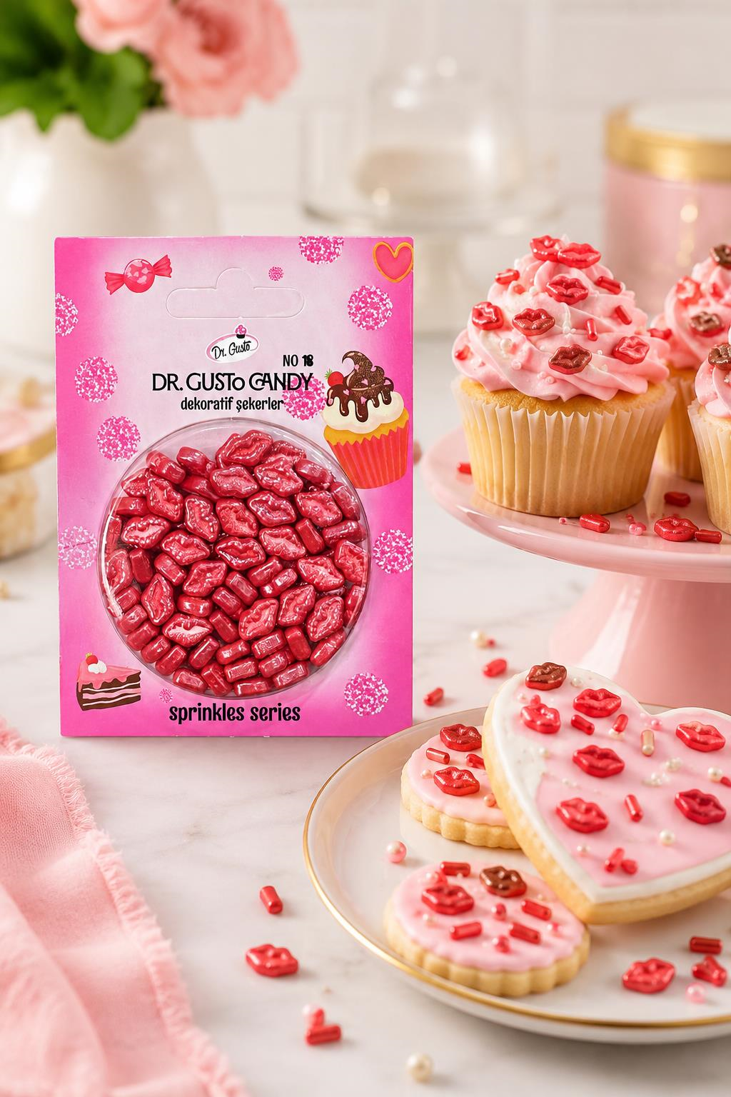 Dr. GustoDr. Gusto Kırmızı Dudak Şekilli Pasta Süsleme Şekeri