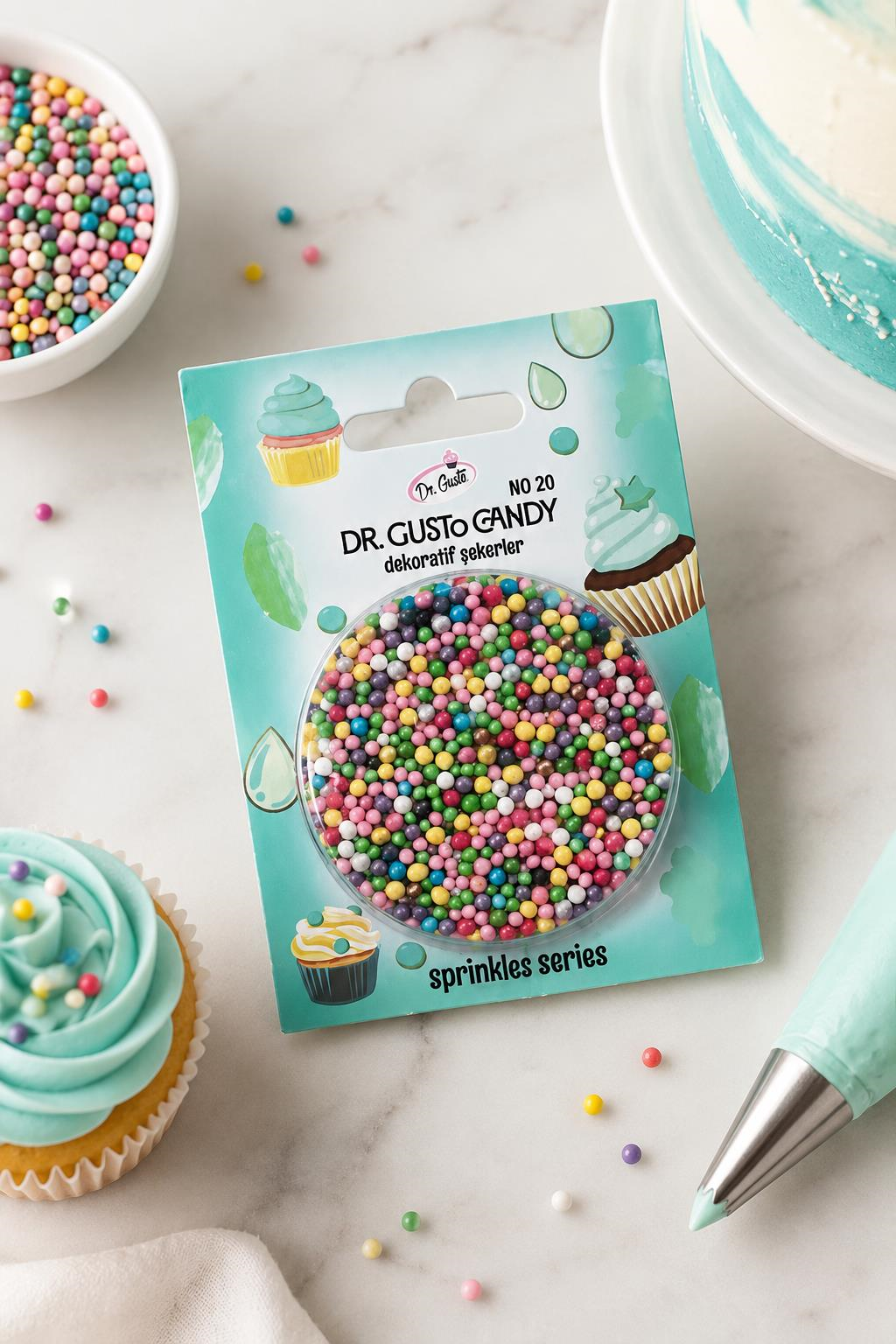 Dr. GustoDr. Gusto 2 mm Candy Karışık Renkli Boncuk Pasta Süsleme Şekeri