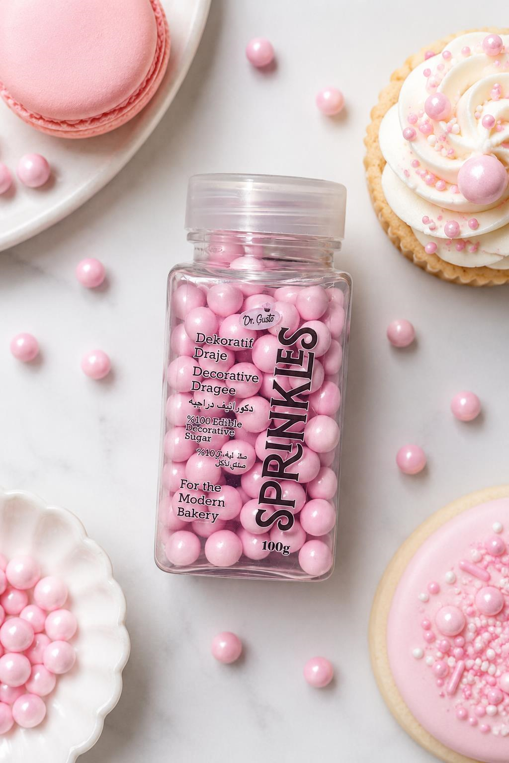 Dr. GustoDr. Gusto 8 mm Bebe Pembe 100 Gr Boncuk Pasta Süsleme Şekeri