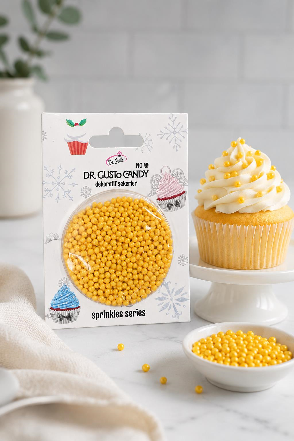 Dr. GustoDr. Gusto 2 mm Sarı Boncuk Pasta Süsleme Şekeri