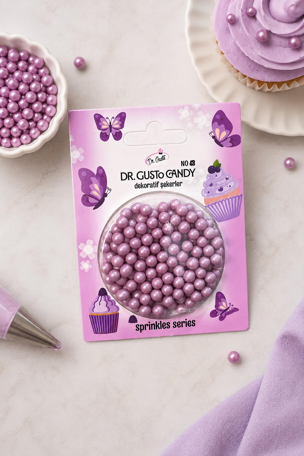 Dr. GustoDr. Gusto 4 mm Mor Boncuk Pasta Süsleme Şekeri
