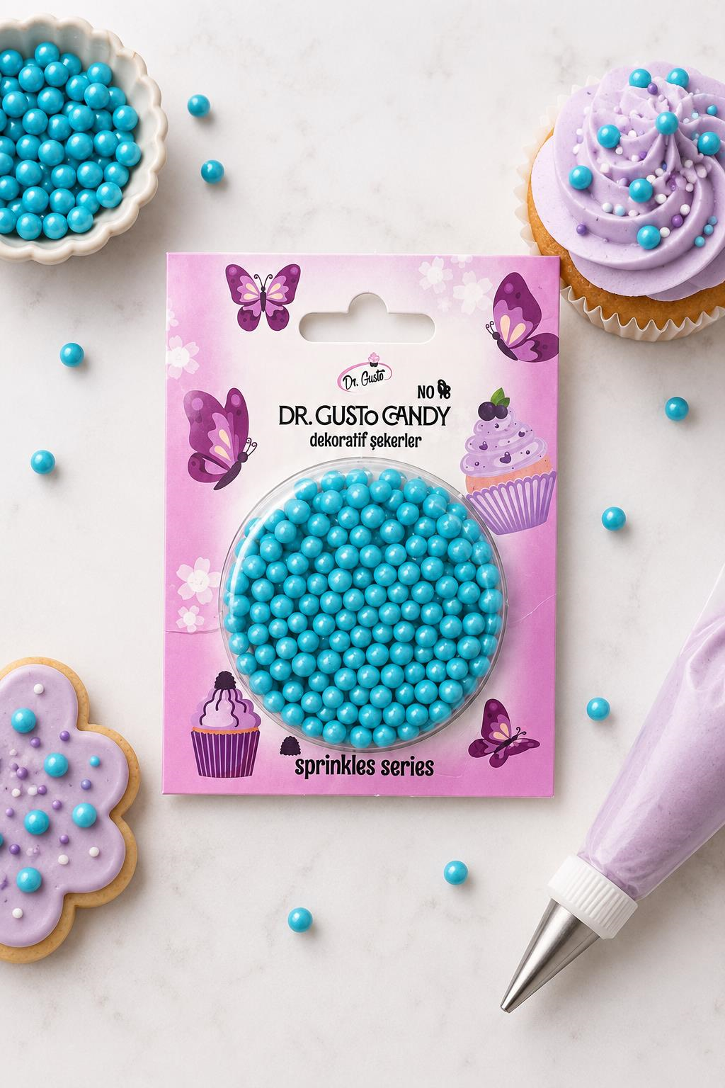 Dr. GustoDr. Gusto 4 mm Bebe Mavi Boncuk Pasta Süsleme Şekeri