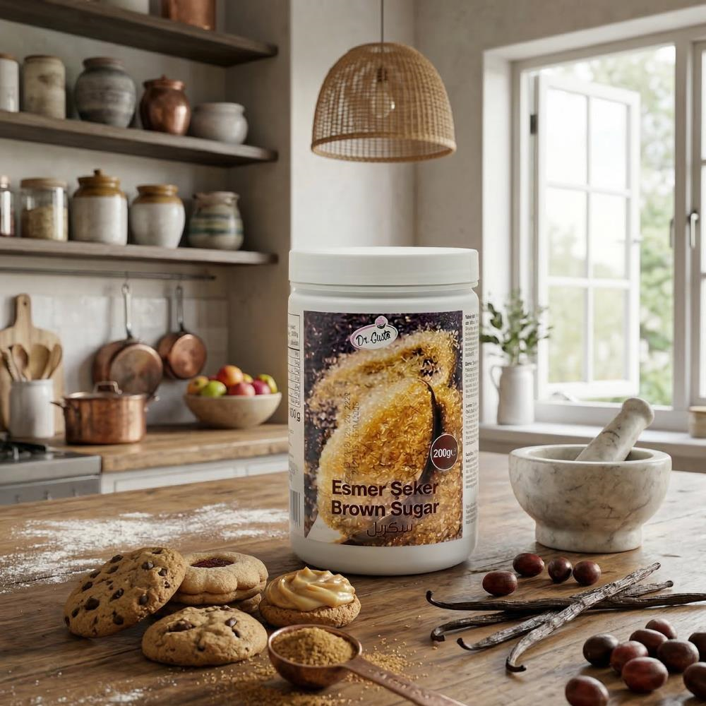 Esmer Şeker 200 GR – Pastacılık ve Tatlı Tarifleri İçin Doğal Aromalı Kahverengi Şeker