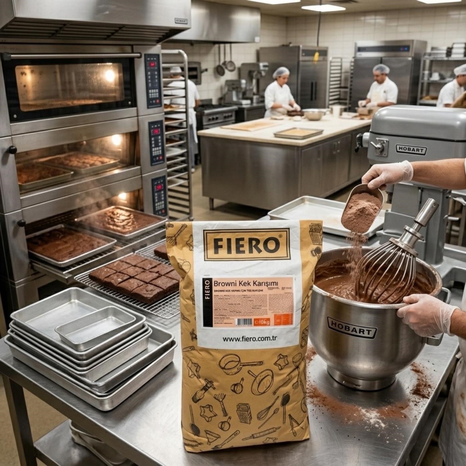 Fiero Brownie Kek Karışımı 10 Kg Profesyonel Yoğun Çikolatalı Brownie Toz Karışım