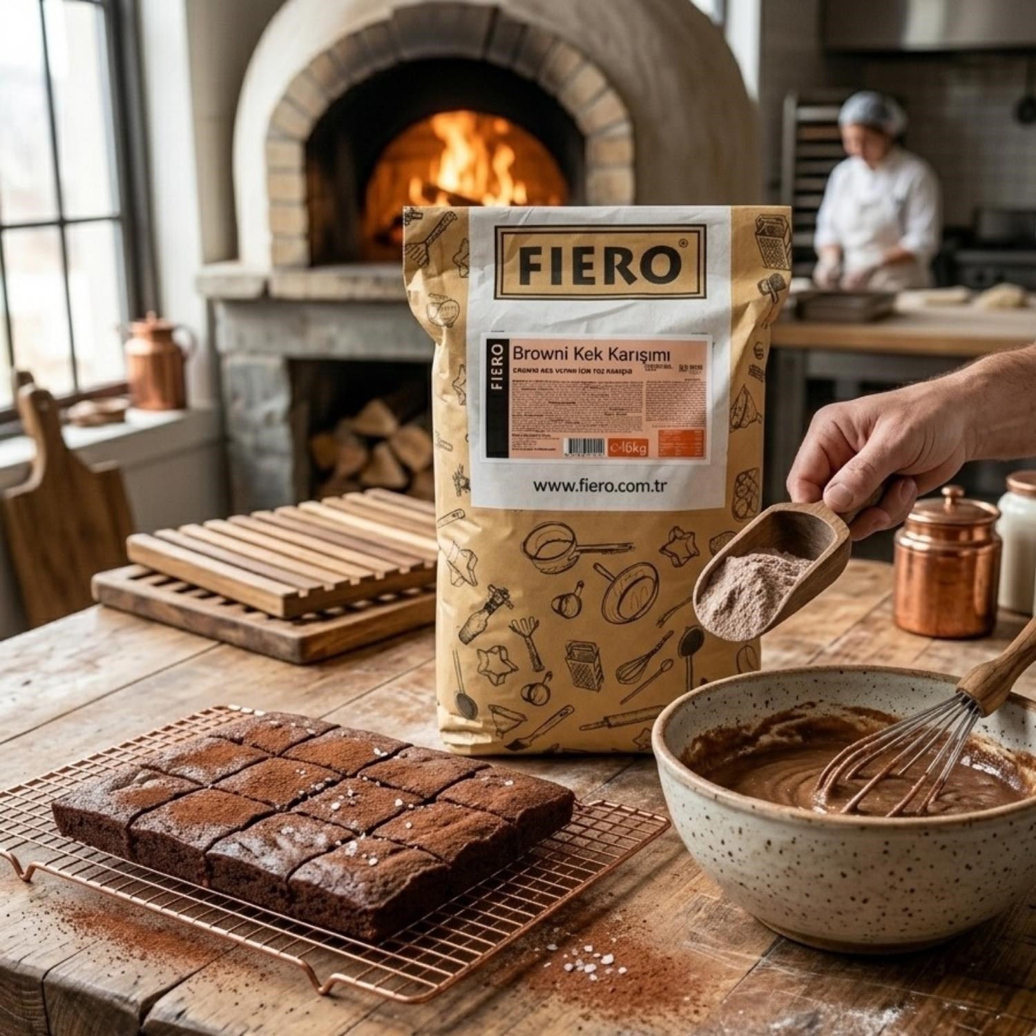 Fiero Brownie Kek Karışımı 10 Kg Profesyonel Yoğun Çikolatalı Brownie Toz Karışım