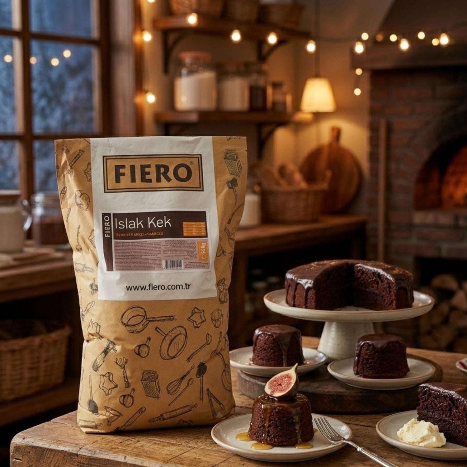 Fiero Islak Kek Karışımı Kakao 10 Kg Profesyonel Brownie ve Islak Kek Toz Karışım