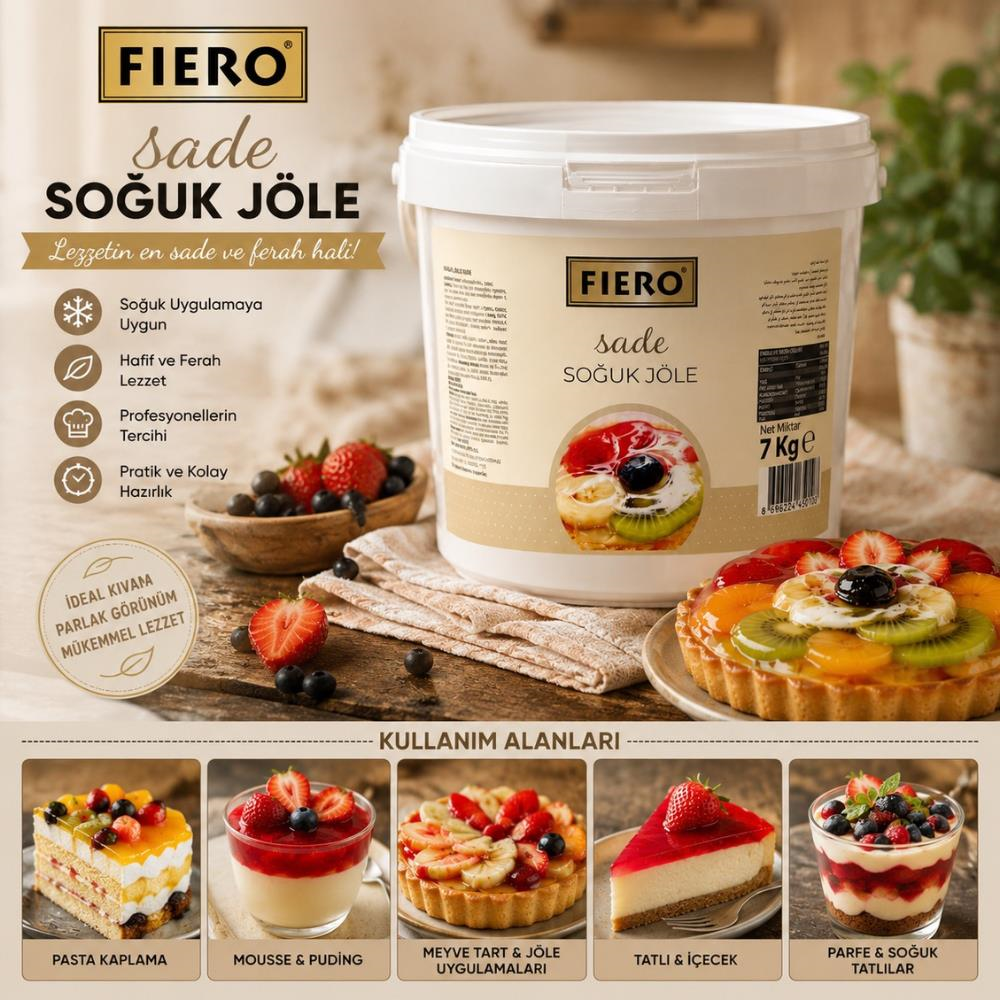 Fiero Soğuk Jöle Sade 7 KG – Pasta, Cheesecake ve Tatlılar İçin Profesyonel Parlak Pasta Jölesi