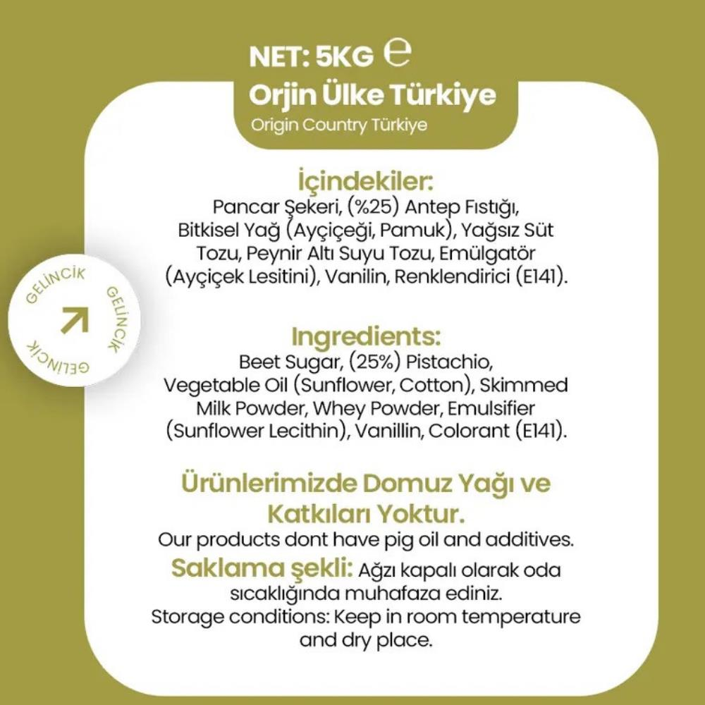 Gelincik Antep Fıstığı Kreması 5 Kg