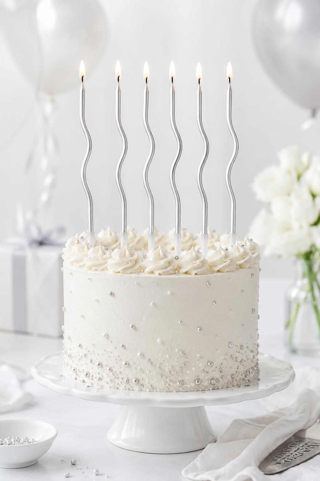 Efe PastacılıkGümüş Zikzak Doğum Günü Pastası Mumu 6’lı Paket 15 Cm