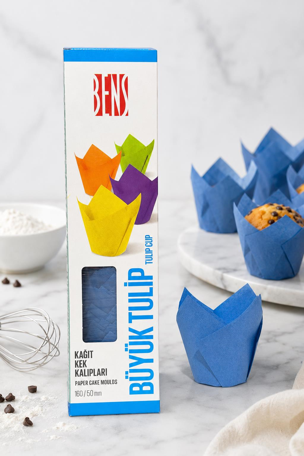 Kademeli Tulip Mavi Muffin Kapsülü 200 Adet