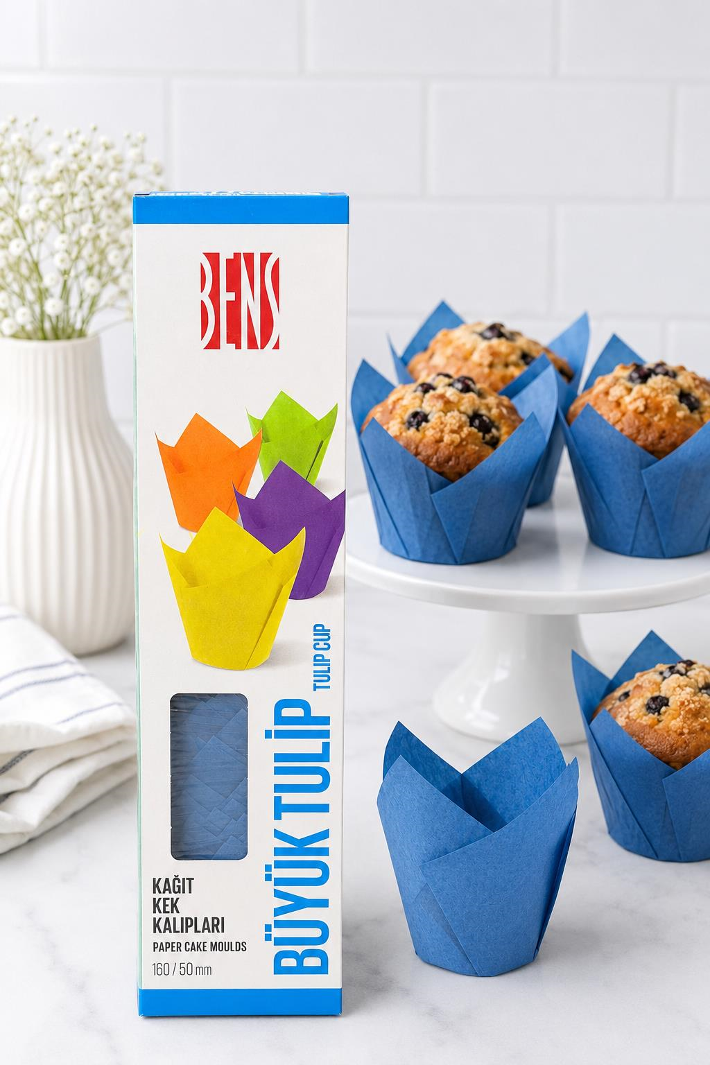 Kademeli Tulip Mavi Muffin Kapsülü 200 Adet