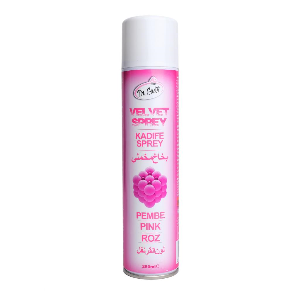 Kadife Sprey Pembe 250 ML – Velvet Efekt Pasta ve Tatlı Kaplama Gıda Boyası