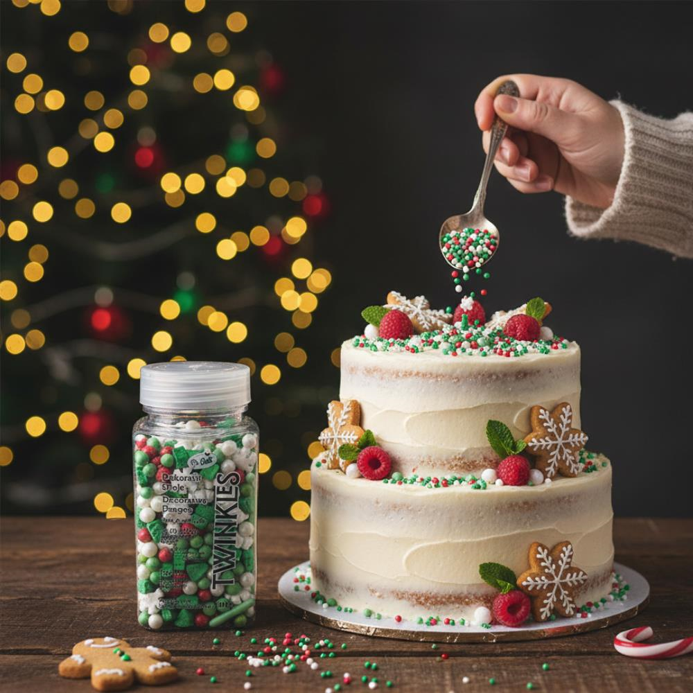 Kar Taneli Pasta Süsleme Şekeri 100 g – Yılbaşı Konsept Cupcake ve Tatlı Dekoru