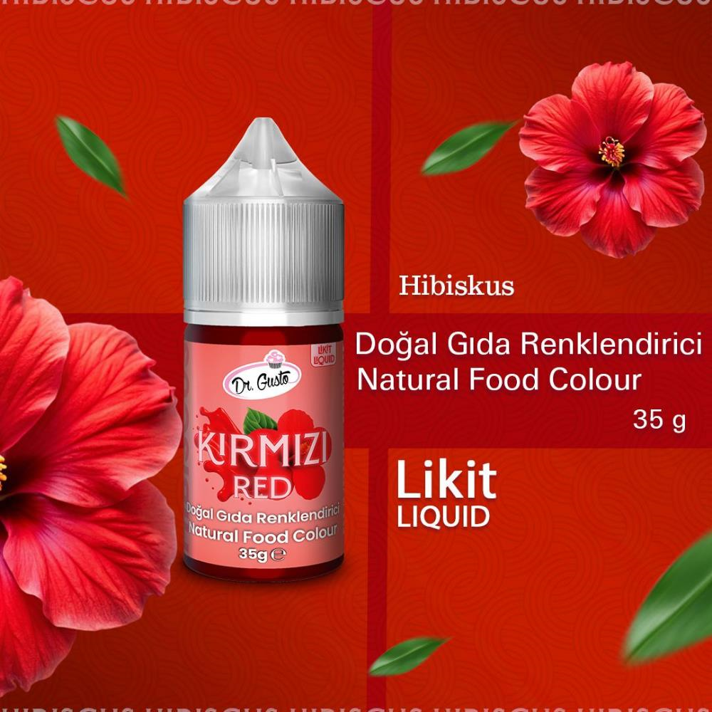 Likit Kırmızı Doğal Gıda Boyası 35 g – Bitkisel Kaynaklı, Pasta ve Tatlılar İçin Katkısız Sıvı Renk Boyası